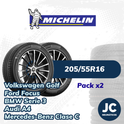 Pack x2 Neumáticos 205/55R16 Michelin Primacy 4+ 91V, seguridad y rendimiento superior